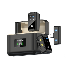 Microcase SX22 Kablosuz Yaka Mikrofonu - 80 Saat Şarjlı, Gürültü Engelleme, 50m Mesafe, Type-C ve iPhone Uyumlu Profesyonel Çiftli Mikrofon Seti - AL5796