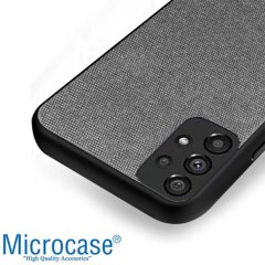 Microcase Samsung Galaxy A73 5G Fabrik Kumaş ve Deri Desen Kılıf -Gri