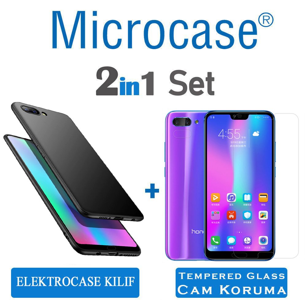 Microcase Huawei Honor 10 Elektrocase Silikon Kılıf + Cam Koruma
