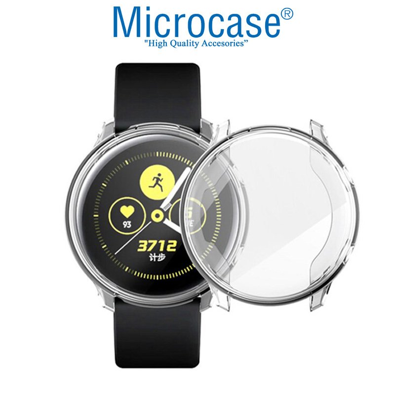 Microcase Samsung Galaxy Watch Active 2 44 mm Önü Kapalı Tasarım Silikon Kılıf - Şeffaf