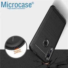 Microcase Huawei Y9 Prime 2019 Brushed Carbon Fiber Silikon Kılıf - Siyah