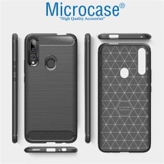 Microcase Huawei Y9 Prime 2019 Brushed Carbon Fiber Silikon Kılıf - Siyah