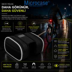 Microcase Bisiklet Orta Kadro için Reflektörlü 2 Gözlü 2 Yan Cepli Cırt Cırtlı Geniş Hacim Bisiklet Çantası 2 Adet AL5573