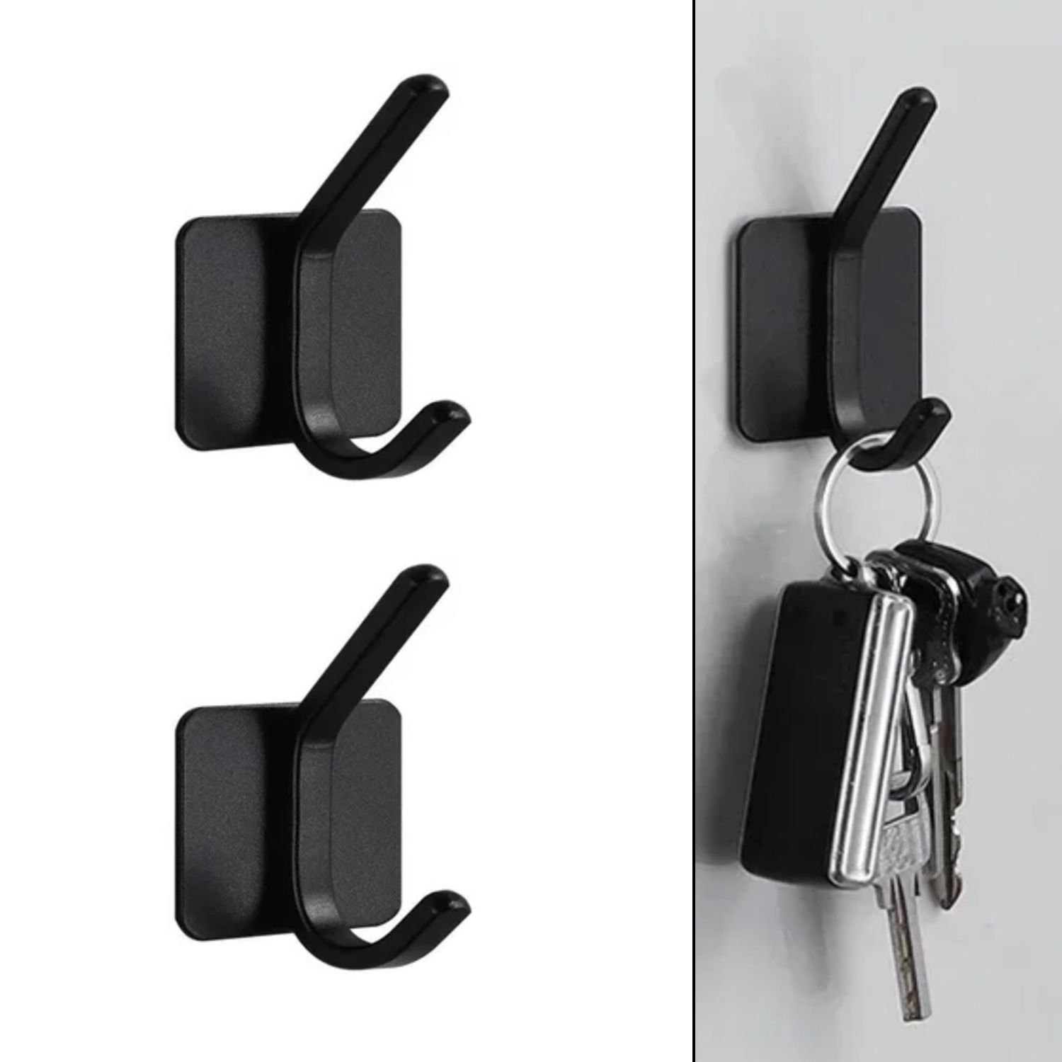 Microcase Yapışkanlı Metal Banyo Mutfak Eşya Havlu Vb. Ürün Askılığı Siyah  -AL4618  2 Adet