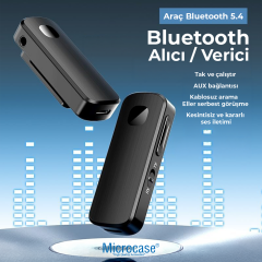 Microcase M18 2'si 1 Arada Bluetooth 5.3 Alıcı Verici AUX Adaptör - Araç içi Eller Serbest Konuşma Kiti, Kablosuz Ses Transmitter RX TX Modlu - AL5779