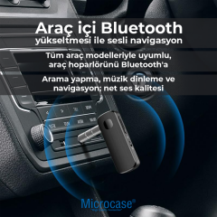 Microcase M18 2'si 1 Arada Bluetooth 5.3 Alıcı Verici AUX Adaptör - Araç içi Eller Serbest Konuşma Kiti, Kablosuz Ses Transmitter RX TX Modlu - AL5779