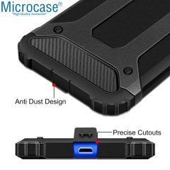 Microcase Xiaomi Redmi Note 7 - Note 7 Pro King Serisi Armor Perfect Koruma Kılıf Siyah + Tempered Glass Cam Koruma (SEÇENEKLİ)