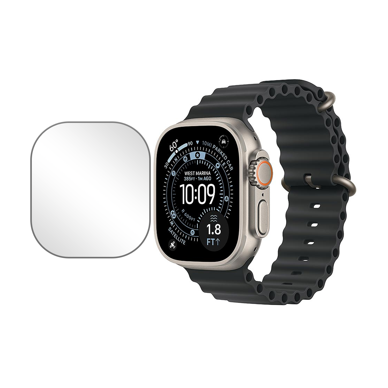 Microcase Apple Watch Ultra 3 için Tam Kaplayan Kavisli Ekran Koruyucu 3D Pet Film - Siyah AL3385