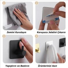 Microcase Yapışkanlı Metal Banyo Mutfak Eşya Havlu Vb. Ürün Askılığı -AL4619  1 Adet
