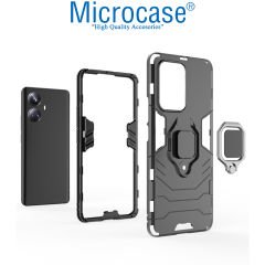 Microcase Realme 10 Pro Plus Batman Serisi Yüzük Standlı Armor Kılıf - Siyah AL3349