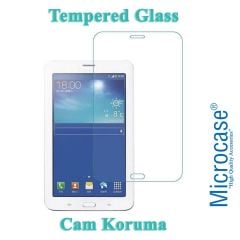 Microcase Samsung Galaxy Tab 3 Lite T110 T113 7 inch Tablet Universal Döner Standlı Kılıf - Siyah + Tempered Glass Cam Koruma