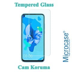 Microcase Huawei Nova 5i Brushed Carbon Fiber Silikon Kılıf - Siyah + Tempered Glass Cam Koruma