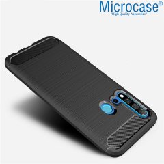 Microcase Huawei Nova 5i Brushed Carbon Fiber Silikon Kılıf - Siyah