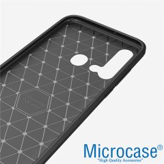 Microcase Huawei Nova 5i Brushed Carbon Fiber Silikon Kılıf - Siyah