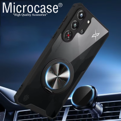 Microcase ZTE Nubia Red Magic 10 Pro / ZTE Nubia Red Magic 10 Pro Plus ile Uyumlu Manyetik Mıknatıslı Yüzük Standlı Kılıf-AL5125