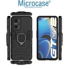 Microcase Realme GT2 / GT Neo 2 Batman Serisi Yüzük Standlı Armor Kılıf - Siyah AL3349