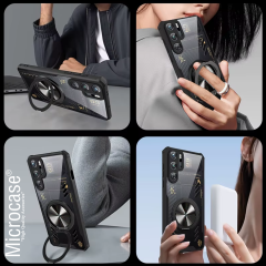 Microcase ZTE Nubia Red Magic 9 Pro ile Uyumlu Manyetik Mıknatıslı Yüzük Standlı Kılıf-AL5125