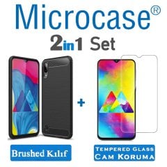 Samsung Galaxy M10 Brushed Carbon Kılıf + CAM