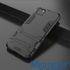 Microcase Huawei Y5P Alfa Serisi Armor Standlı Perfect Koruma Kılıf - Siyah
