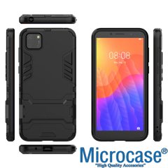 Microcase Huawei Y5P Alfa Serisi Armor Standlı Perfect Koruma Kılıf - Siyah