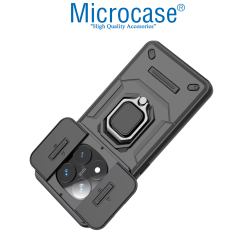 Microcase Xiaomi Redmi Note 14 Pro Plus 5G ile Uyumlu Kamera Kapaklı Manyetik Mıknatıslı Yüzük Standlı Kılıf-AL5128