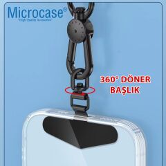 Microcase 360 Döner Başlıklı Telefon İp Askılıklar için Paslanmaz Çelik Tutacak Bağlantı Parçası-AL4927 2 AD
