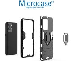 Microcase Realme GT2 Pro Batman Serisi Yüzük Standlı Armor Kılıf - Siyah AL3349