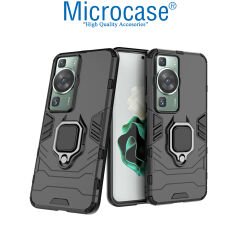 Microcase Huawei P60 / P60 Pro Batman Serisi Yüzük Standlı Armor Kılıf - Siyah AL3349