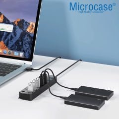 Microcase 7 Port Usb 3.0 Hub Çoklayıcı Çoğaltıcı Aç/Kapa Düğmeli 1.2 mt ZR970 - AL4923