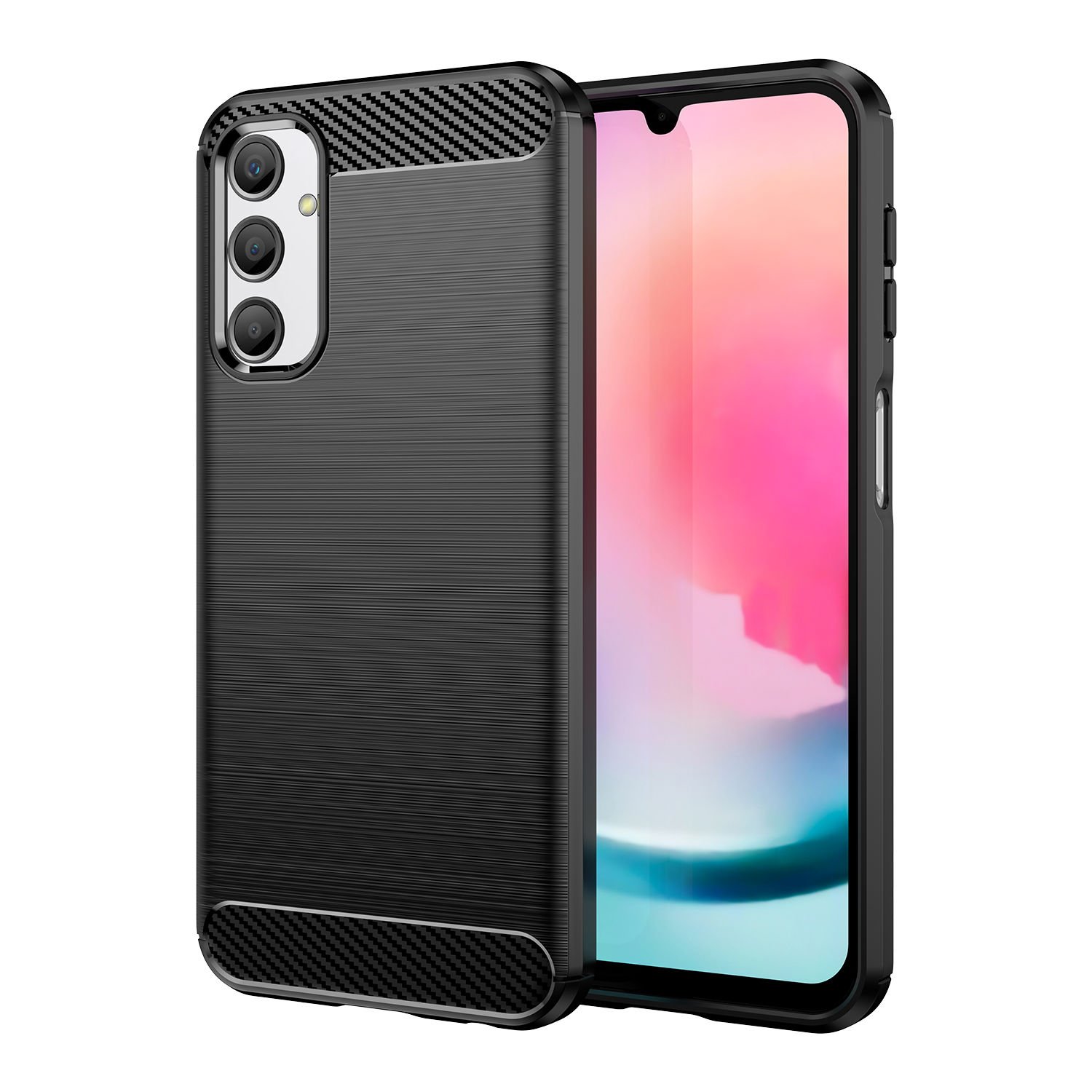 Microcase Samsung Galaxy A54 Brushed Carbon Fiber Silikon Kılıf - Siyah AL3332