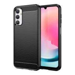 Microcase Samsung Galaxy A54 Brushed Carbon Fiber Silikon Kılıf - Siyah AL3332