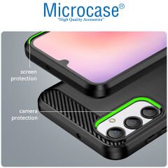 Microcase Samsung Galaxy A54 Brushed Carbon Fiber Silikon Kılıf - Siyah AL3332