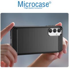 Microcase Samsung Galaxy A54 Brushed Carbon Fiber Silikon Kılıf - Siyah AL3332