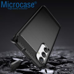 Microcase Samsung Galaxy A54 Brushed Carbon Fiber Silikon Kılıf - Siyah AL3332