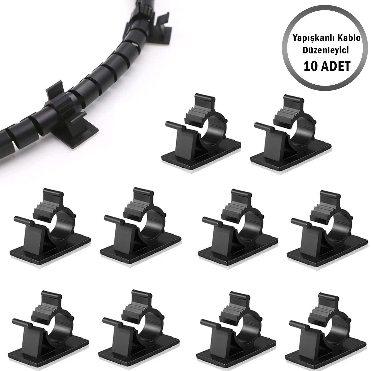 Microcase Kendinden Yapışkanlı Kablo Sabitleyici ve Düzenleyici Klips Seti 10'lu AL5408