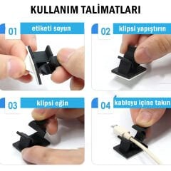 Microcase Kendinden Yapışkanlı Kablo Sabitleyici ve Düzenleyici Klips Seti 10'lu AL5408