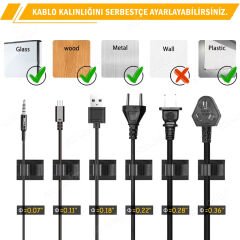 Microcase Kendinden Yapışkanlı Kablo Sabitleyici ve Düzenleyici Klips Seti 10'lu AL5408