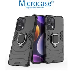 Microcase Xiaomi Poco F5 / Redmi Note 12 Turbo Batman Serisi Yüzük Standlı Armor Kılıf - Siyah AL3349