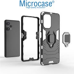 Microcase Xiaomi Poco F5 / Redmi Note 12 Turbo Batman Serisi Yüzük Standlı Armor Kılıf - Siyah AL3349