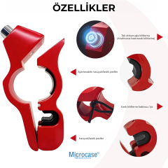 Microcase Motosiklet Direksiyon Fren Kilidi - Kask Kilitleme Kablolu E-Scooter ve Bisiklet Elcik Kilidi, Paslanmaz Çelik Güvenlik Kilidi (Kırmızı) - AL5871