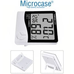 Microcase Dijital Termometre Sıcaklık Ve Nem Ölçer Masa Saati Higrometre-AL4562