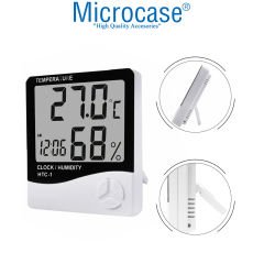 Microcase Dijital Termometre Sıcaklık Ve Nem Ölçer Masa Saati Higrometre-AL4562