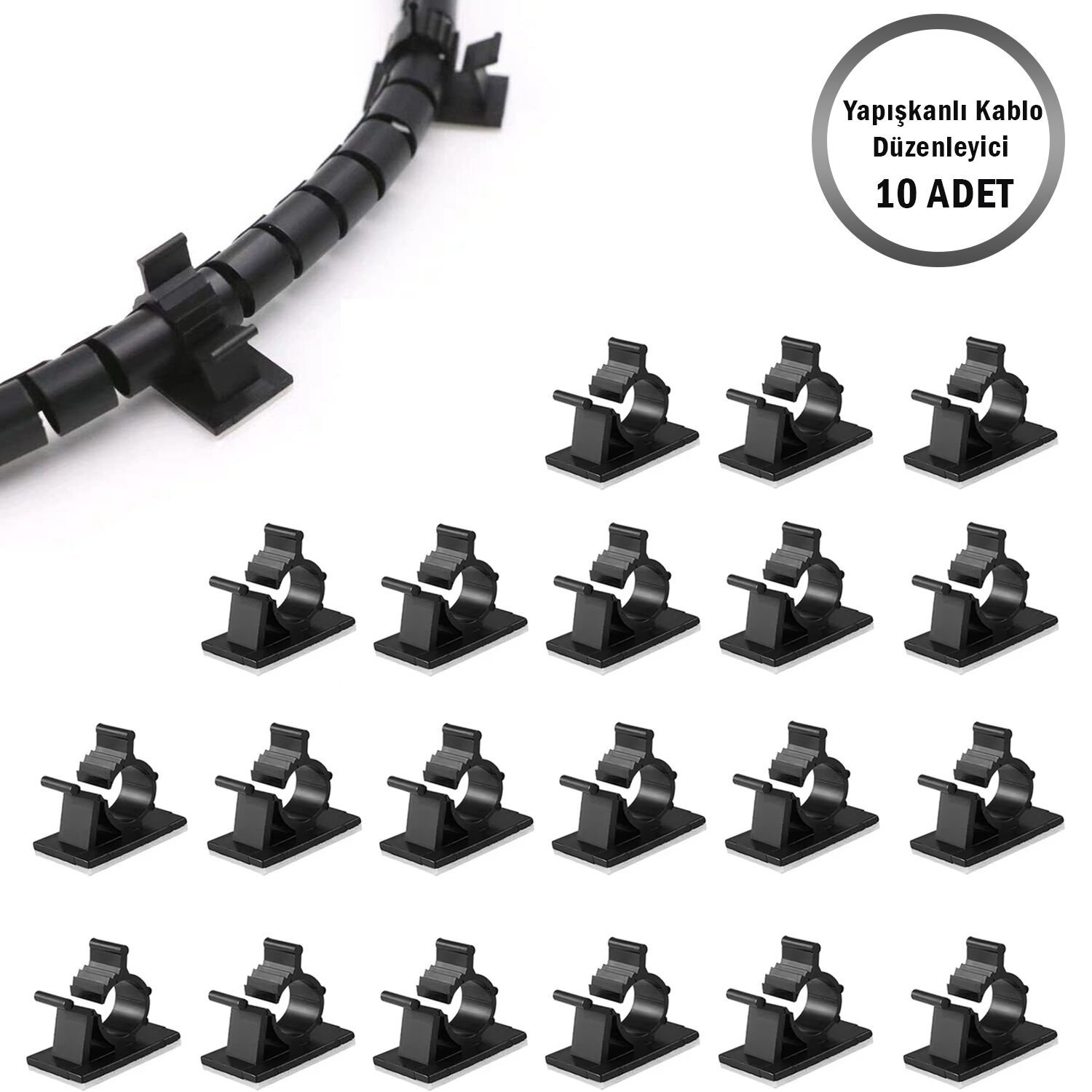 Microcase Kendinden Yapışkanlı Kablo Sabitleyici ve Düzenleyici Klips Seti 20'li AL5408