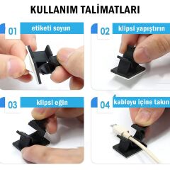 Microcase Kendinden Yapışkanlı Kablo Sabitleyici ve Düzenleyici Klips Seti 20'li AL5408