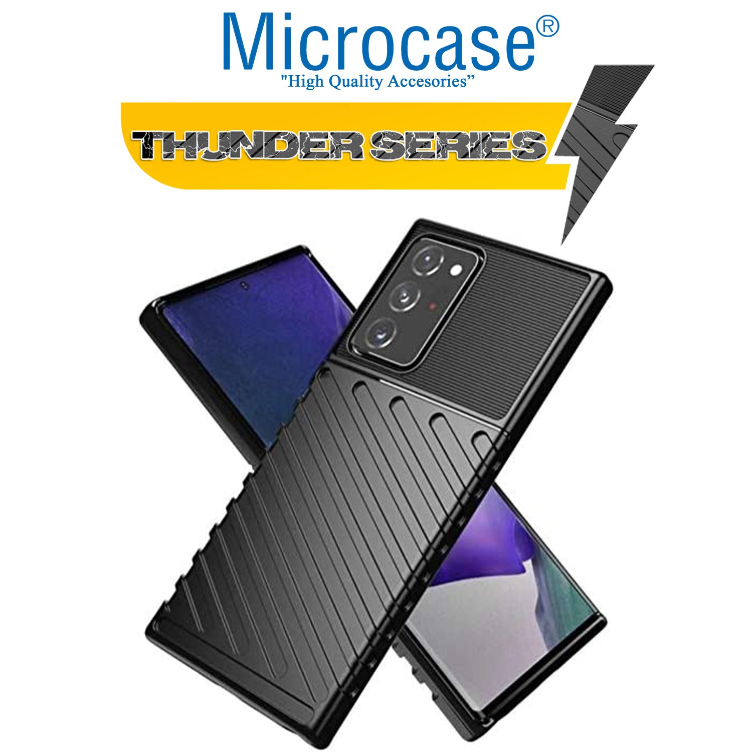 Microcase Samsung Note 20 Thunder Serisi Darbeye Dayanıklı Silikon Kılıf - Siyah