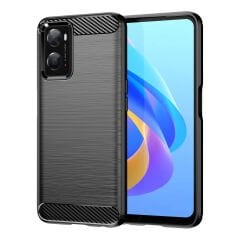 Microcase Realme 9i / Oppo A36 Brushed Carbon Fiber Silikon Kılıf - Siyah AL3332