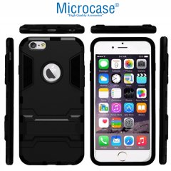 Microcase iPhone 7 Alfa Serisi Armor Standlı Perfect Koruma Kılıf - Siyah