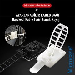 Microcase Kendinden Yapışkanlı Microcase Ayarlanabilir Yapışkanlı Kablo Düzenleyici ve Sabitleyici Klips 10 Adet AL5409