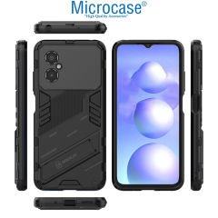 Microcase Xiaomi Redmi Note 11R (Global) Matrix Serisi Armor Standlı Perfect Koruma Kılıf -Siyah AL3416