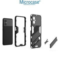 Microcase Xiaomi Redmi Note 11R (Global) Matrix Serisi Armor Standlı Perfect Koruma Kılıf -Siyah AL3416